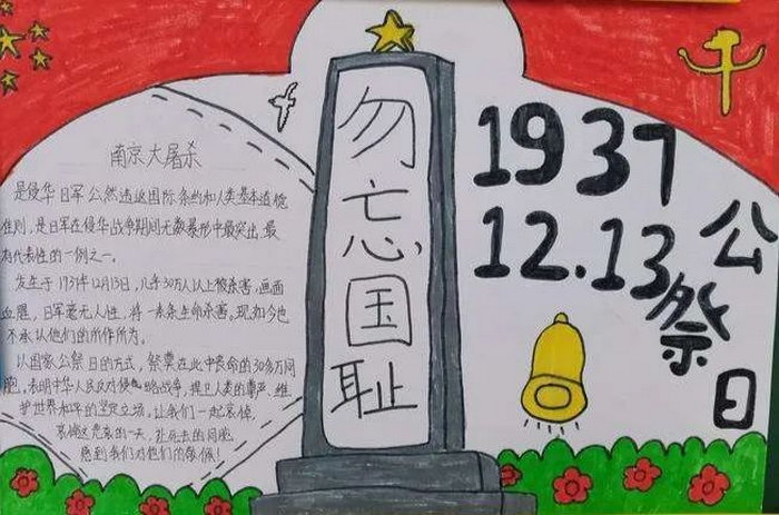 勿忘国耻爱国进取国家公祭日手抄报