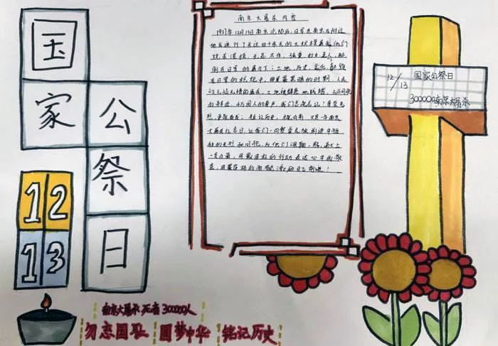 勿忘国耻爱国进取国家公祭日手抄报