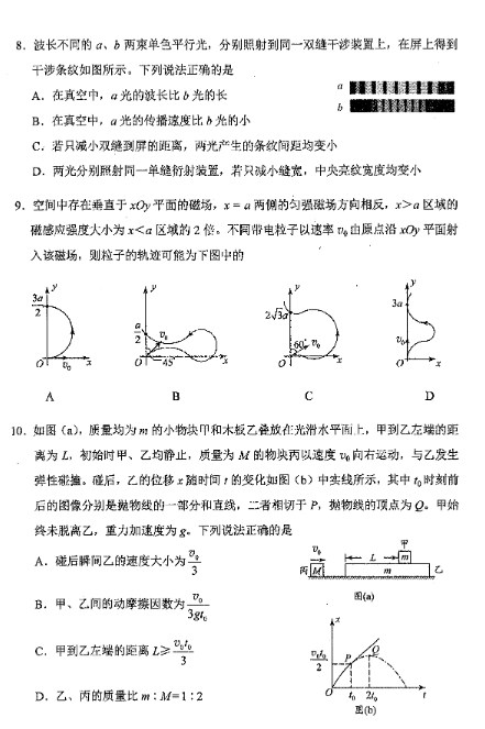 2024新高考九省联考物理试题及答案