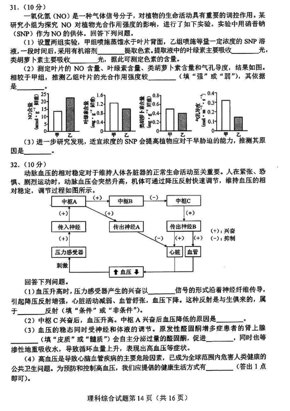 2024高三九省联考理综试题完整版