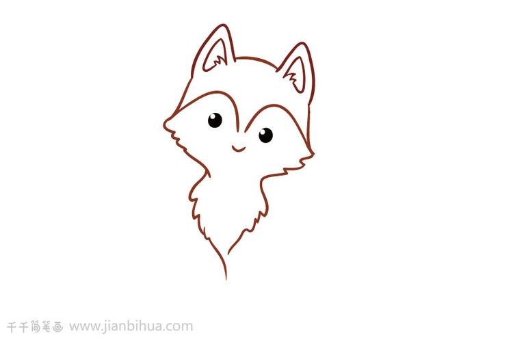 呆萌可爱的小狐狸简笔画步骤图狐狸简笔画