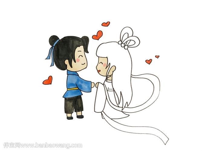 牛郎织女相会简笔画