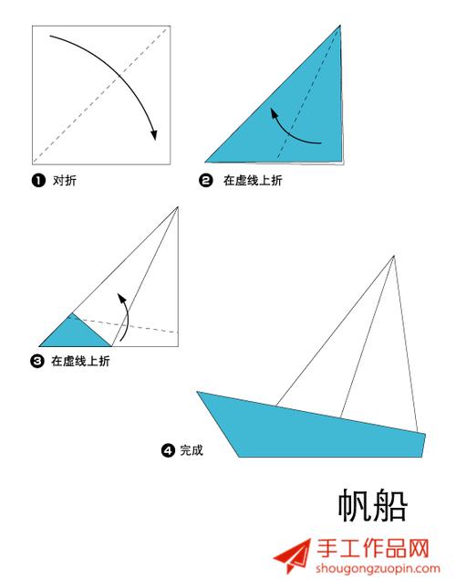 简单正方形船折纸步骤 手工折纸大全-普车都