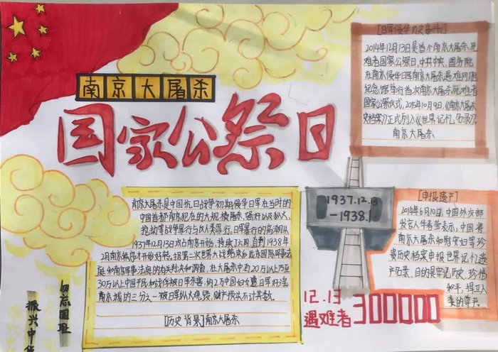 勿忘国耻爱国进取国家公祭日手抄报