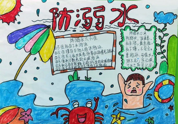 防溺水手抄报简单好画二年级
