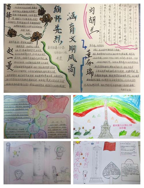 向先烈学习手抄报和绘画
