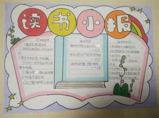 四年级读书小报怎么画简单漂亮读书小报手抄报图片教程 - 天天手抄报