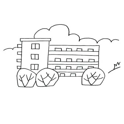 漂亮的学校楼房的简笔画法学校楼房的简笔画法画一画我们的美丽校园