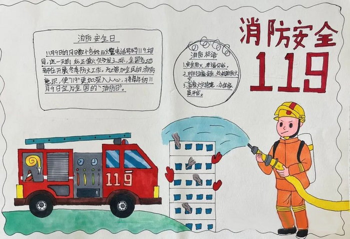 小学二年级消防安全手抄报