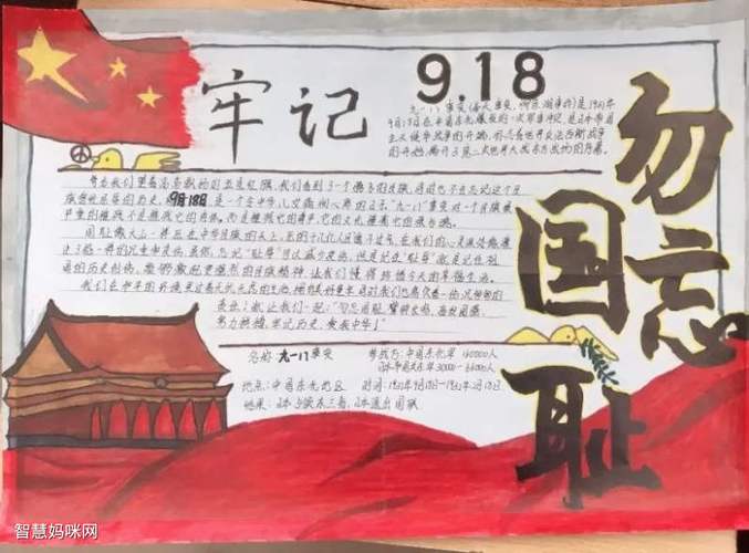 纪念九一八事变90周年手抄报图片