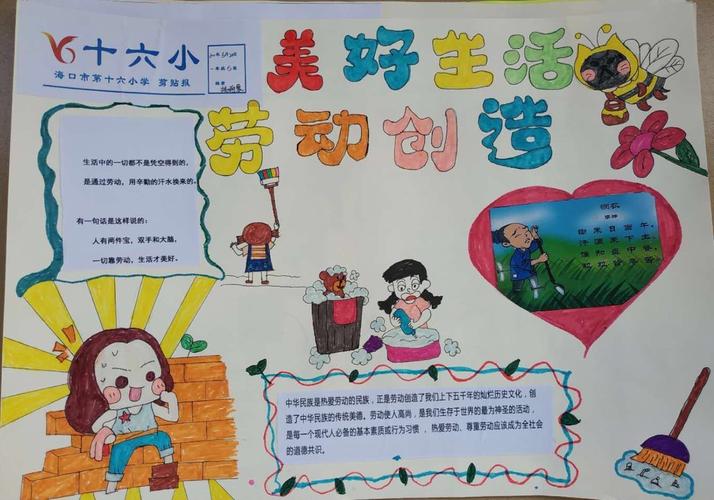 海口市第十六小学举行美好生活 劳动创造主题剪贴报手抄报比赛活动