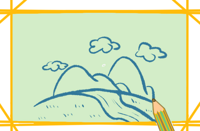 一步一步画山水风景简笔画图片教程