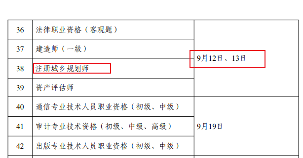 2026年江苏注册城乡规划师考试时间及科目(9月12日、13日)
