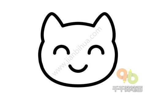 笑眯眯的猫简笔画步骤图