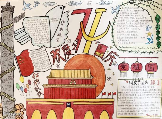 国庆快乐手抄报绘画简单