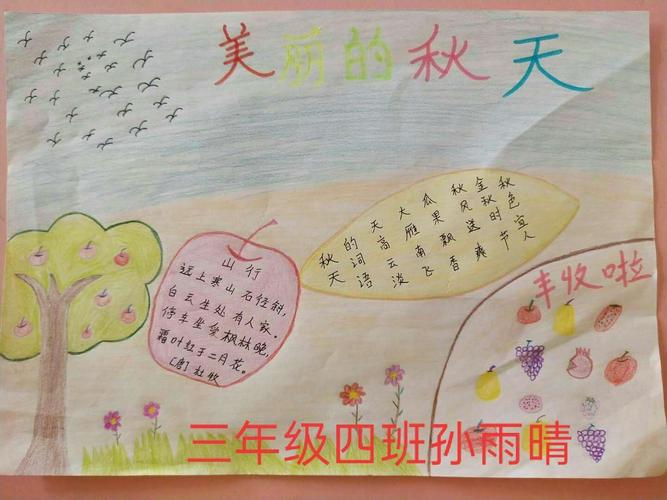 我们三年级的学生为了喜庆丰收制作的手抄报五彩缤纷仅限出丰收的