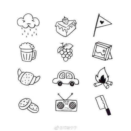 每天学一幅简笔画-简单易学的黑白手绘简笔画素材