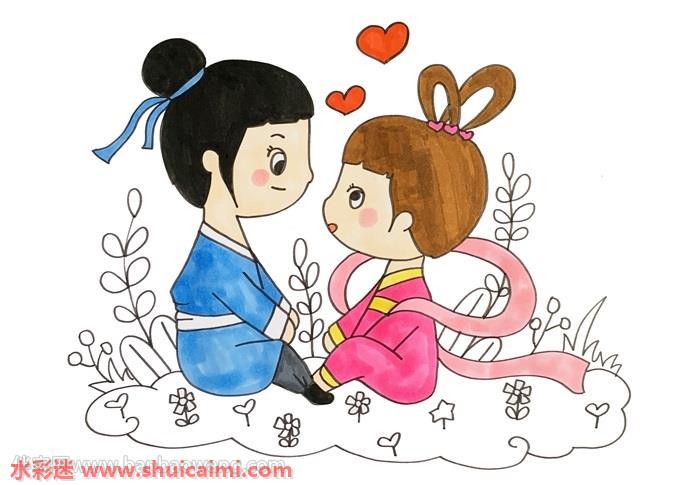 牛郎织女怎么画牛郎织女简笔画简单彩色