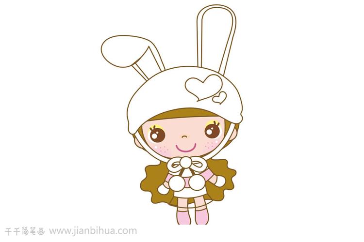 戴帽子的小女孩卡通少女简笔画女孩简笔画