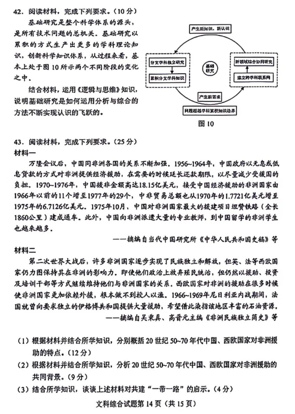 最新高三九省联考文综真题试卷