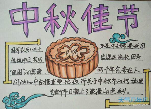 万年历 节日手抄报 正文 4隔空对月寄相思知否知否最是这中秋