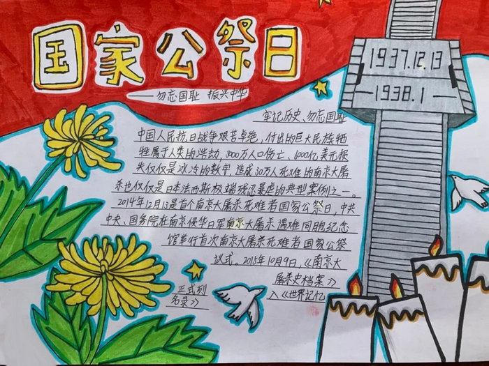 勿忘国耻爱国进取国家公祭日手抄报