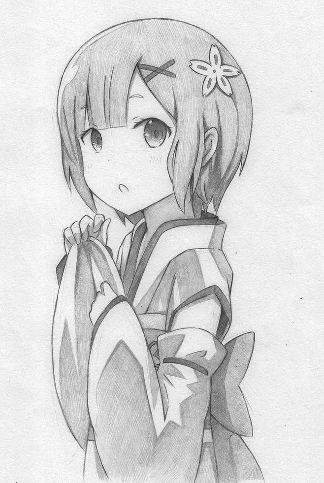 简笔画 线稿 黑白配 动漫 唯美 壁纸 插画 头像 可爱 唯美 二次元 美