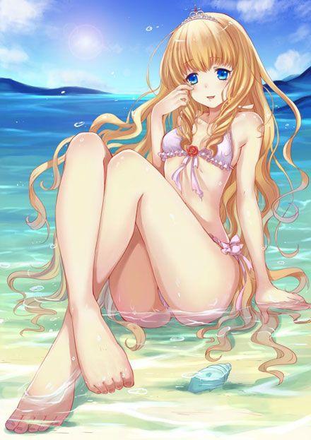 二次元简笔画泳装少女
