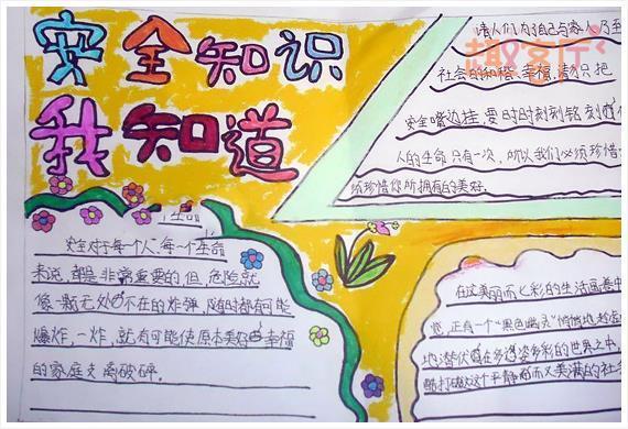 小学生应急避险常识手抄报交通安全放在心中.