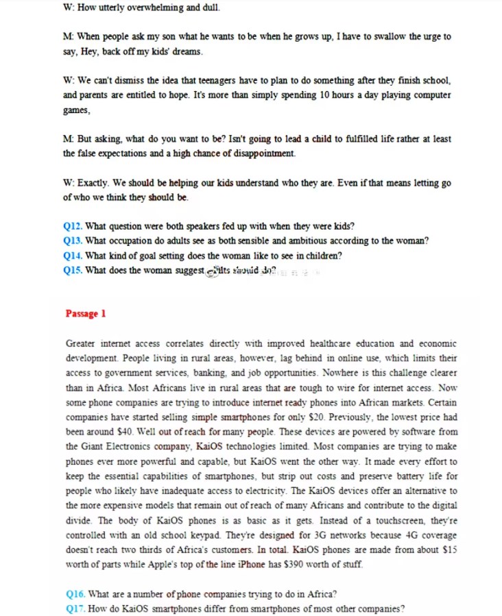 2023年6月英语四级真题及完整答案