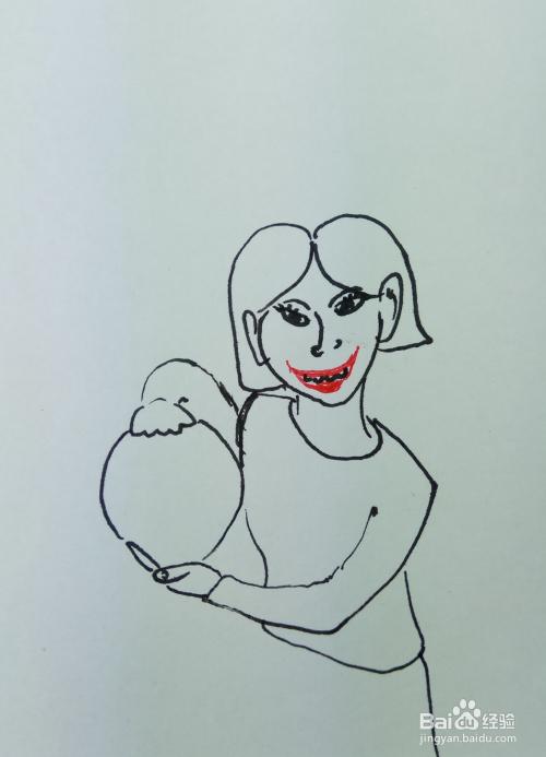 怎样画简笔画爱吃西瓜的女人