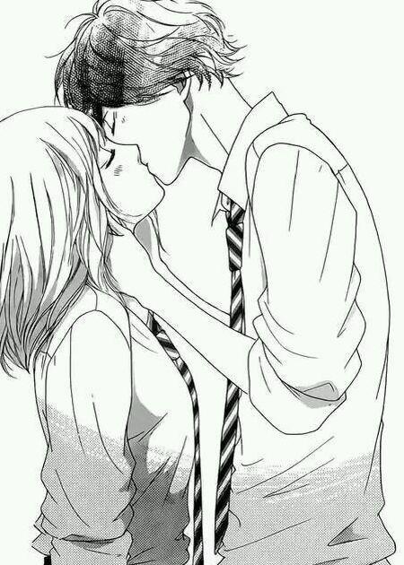 男生女生简笔画亲吻