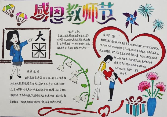 感谢师恩诉说心声保山一中七年级教师节手抄报展示