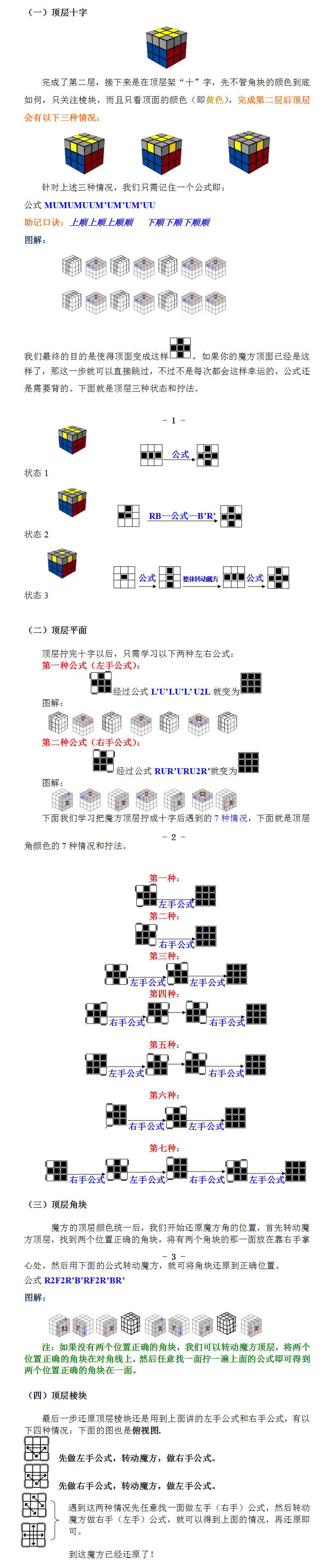 三阶魔方公式图解与口诀是什么